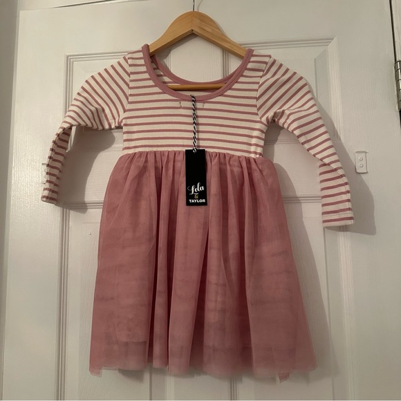 NWT Lola & Taylor Blush Stripe Parker Dress - Picture 2 of 5